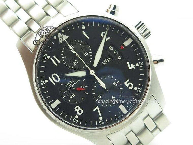 MIROTIME 0114 Minimalist Pilot Chrono 3777 43mm ZF 1:1 Best Edition Black Dial On SS Bracelet A 7364